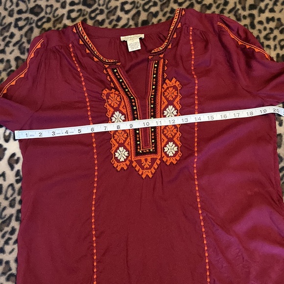2 for $13 LUCKY BRAND Shirt V-Neck Women's Size M Bohemian Top Lucky Brand Boho - Picture 7 of 11